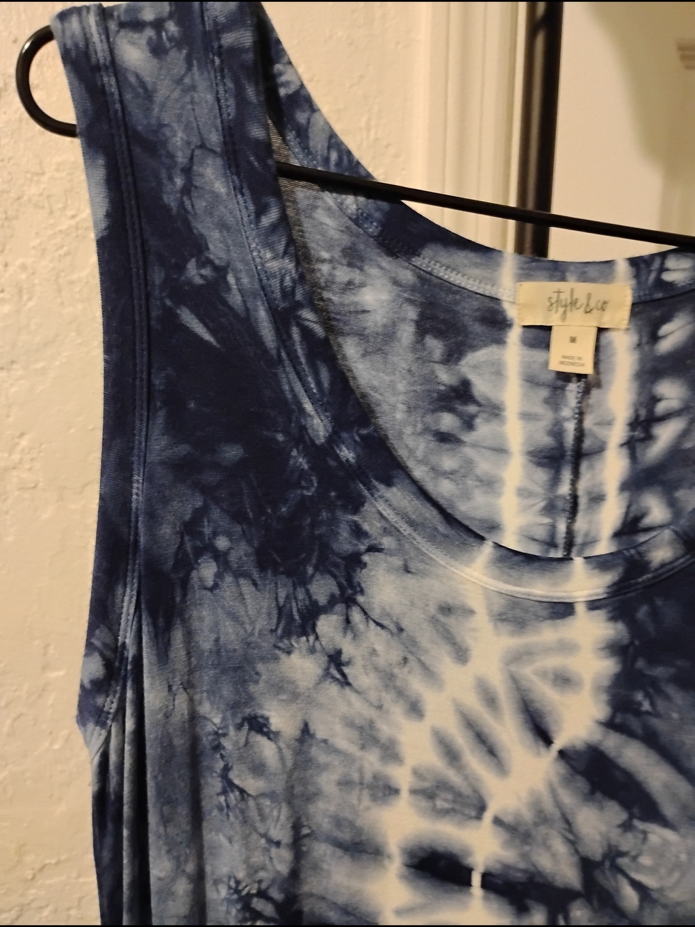 Style & Co. Navy and White Tie-Dye Stretch Maxi Dress Size M (Fits Up to Size L) - Picture 3 of 6